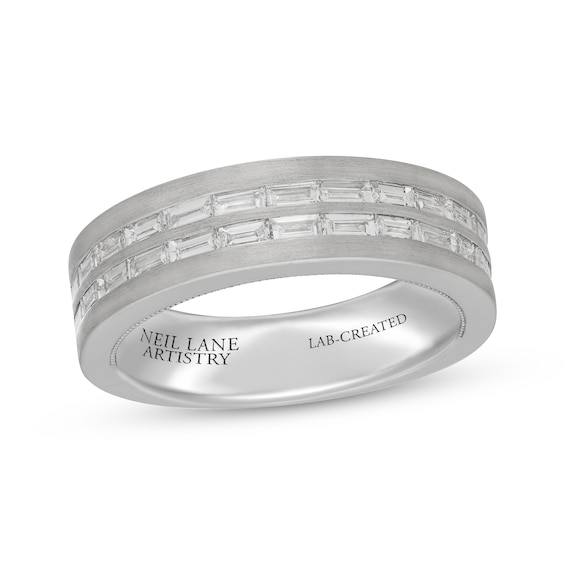 Previously Owned Neil Lane Artistry Men's Baguette-Cut Lab-Grown Diamond Wedding Band 1-3/8 ct tw 14K White Gold