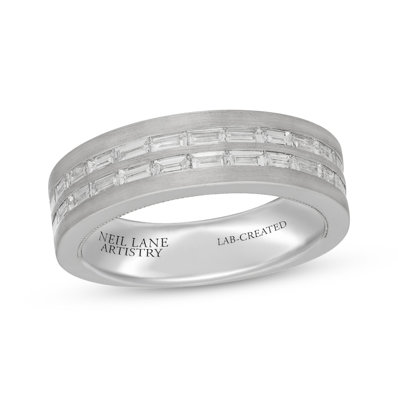Main Image 1 of Previously Owned Neil Lane Artistry Men's Baguette-Cut Lab-Grown Diamond Wedding Band 1-3/8 ct tw 14K White Gold