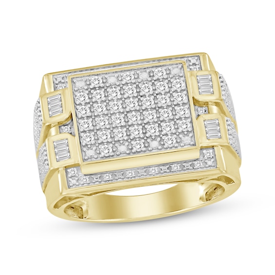 Previously Owned Men's Multi-Diamond Center Rectangle Ring 1/2 ct tw 10K Yellow Gold