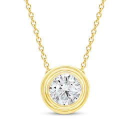 Previously Owned KAY Lab-Grown Diamonds Round-Cut Bezel-Set Solitaire Necklace 1/2 ct tw 10K Yellow Gold (F/SI2) 18"