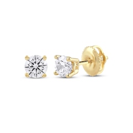 Previously Owned KAY Lab-Grown Diamonds Round-Cut Solitaire Stud Earrings 1/2 ct tw 14K Yellow Gold (F/VS2)