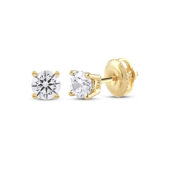 Previously Owned KAY Lab-Grown Diamonds Round-Cut Solitaire Stud Earrings 1/2 ct tw 14K Yellow Gold (F/VS2)