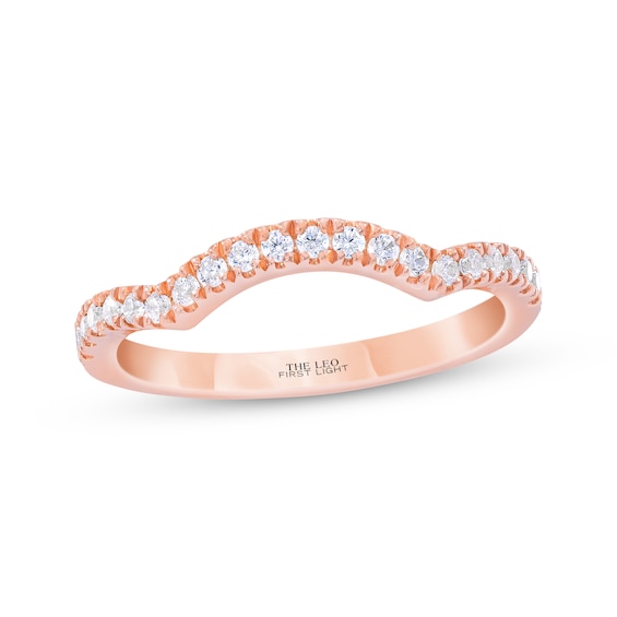 Previously Owned THE LEO First Light Diamond Contoured Wedding Band 1/4 ct tw 14K Rose Gold