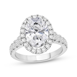 Previously Owned Oval-Cut Lab-Grown Diamond Halo Engagement Ring 4-3/4 ct tw 14K White Gold