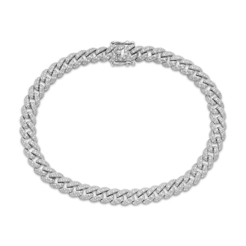 Main Image 1 of Previously Owned Men's Diamond Curb Chain Bracelet 1-1/2 ct tw Sterling Silver 8.5"