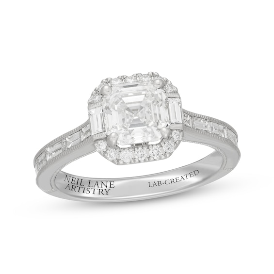 Previously Owned Neil Lane Artistry Heritage Square Emerald-Cut Lab-Grown Diamond Engagement Ring 2-1/2 ct tw Platinum