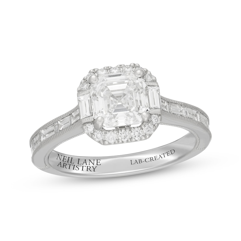 Main Image 1 of Previously Owned Neil Lane Artistry Heritage Square Emerald-Cut Lab-Grown Diamond Engagement Ring 2-1/2 ct tw Platinum