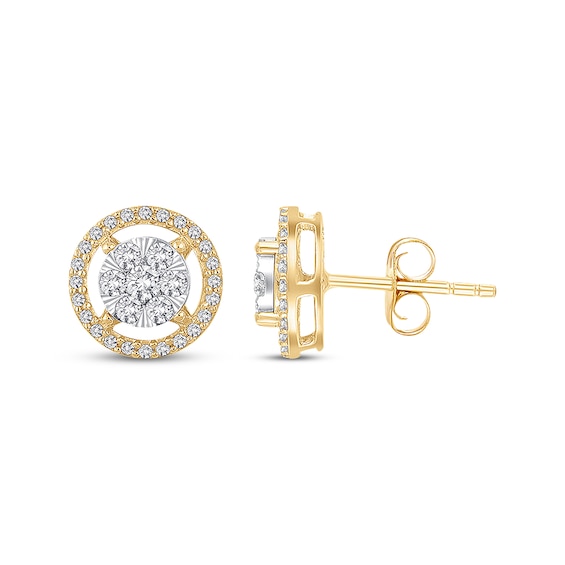 Previously Owned Diamond Earrings 1/2 ct tw Round-cut 10K Two-Tone Gold