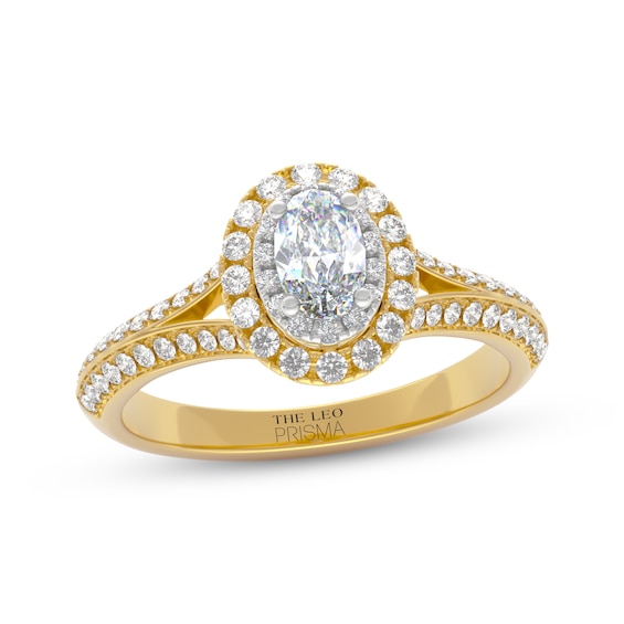Previously Owned THE LEO Prisma Diamond Oval-Cut Halo Engagement Ring 3/4 ct tw 14K Two-Tone Gold