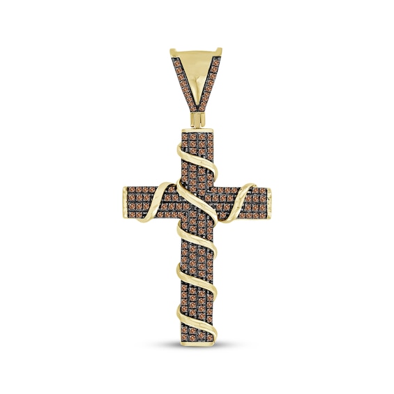 Previously Owned Men's Desert Diamonds Cross Charm 1/2 ct tw 10K Yellow Gold