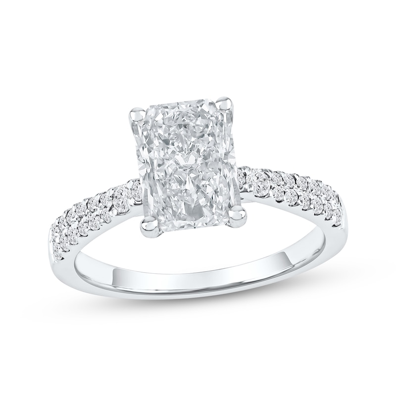 Main Image 1 of Previously Owned KAY Radiant-Cut Lab-Grown Diamond Engagement Ring 2-1/4 ct tw 14K White Gold