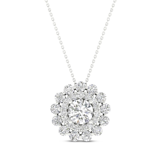Previously Owned KAY Lab-Grown Diamonds Double Frame Necklace 1 ct tw 14K White Gold 18”