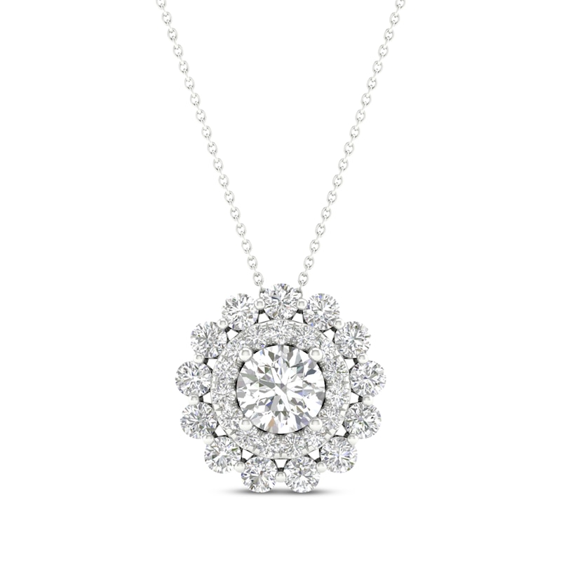 Main Image 1 of Previously Owned KAY Lab-Grown Diamonds Double Frame Necklace 1 ct tw 14K White Gold 18”