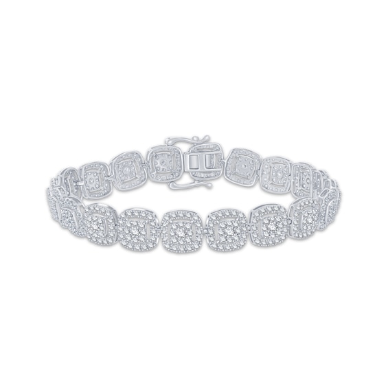 Previously Owned Multi-Diamond Cushion Link Bracelet 5 ct tw 10K White Gold 7"