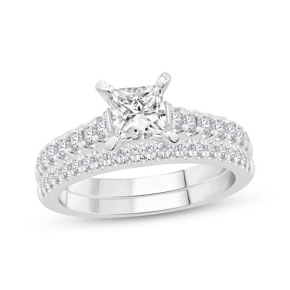 Previously Owned Certified Princess-Cut Ideal Diamond Bridal Set 1-1/6 ct tw 14K White Gold