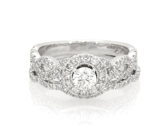 Previously Owned Neil Lane Round-Cut Diamond Halo Bridal Set 1-1/8 ct tw 14K White Gold Size 7.25
