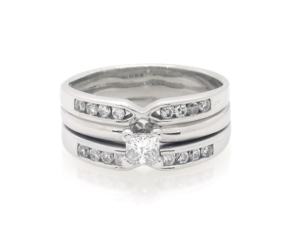 Previously Owned Princess-Cut Diamond Bridal Set 1/2 ct tw 14K White Gold & Platinum Size 6