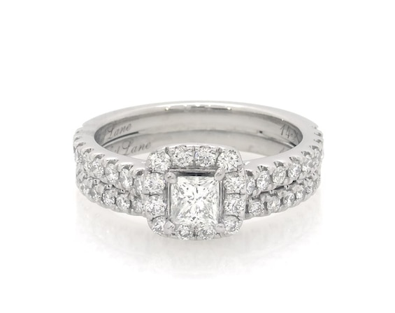 Previously Owned Neil Lane Princess-Cut Diamond Halo Bridal Set 1 ct tw 14K White Gold 7