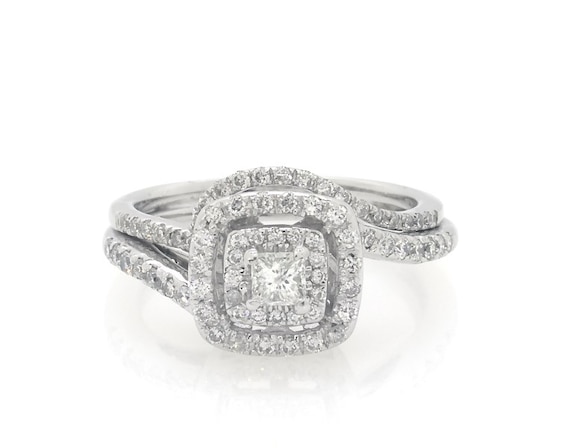 Previously Owned Diamond Bridal Set / ct tw Princess-cut 14K White Gold Size