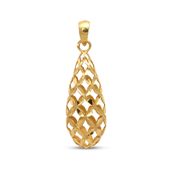 Previously Owned Italian Brilliance Diamond-Cut Teardrop Charm 14K Yellow Gold