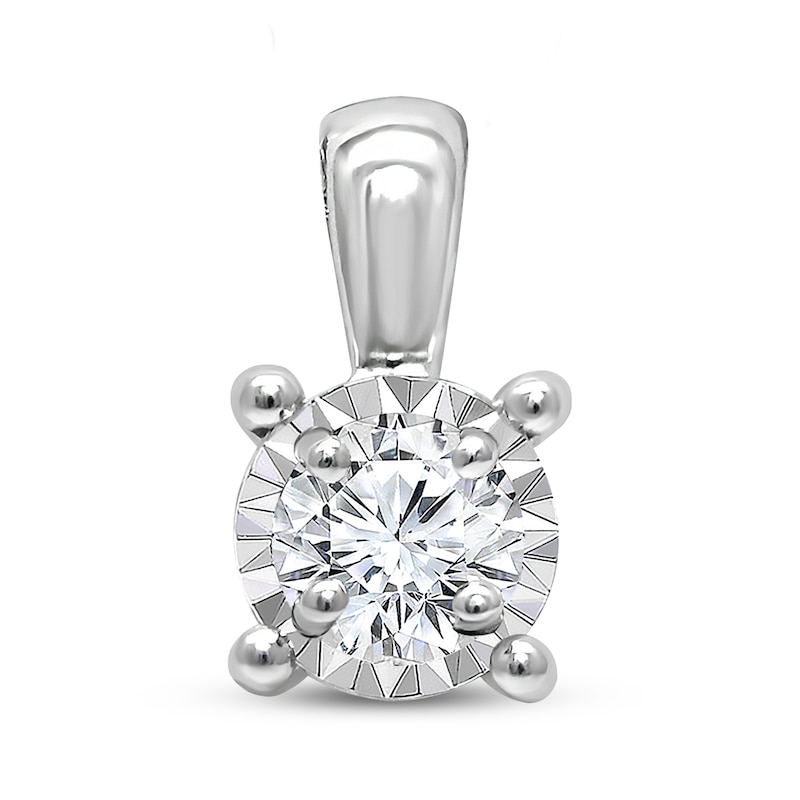 Main Image 1 of Previously Owned Round-Cut Diamond Solitaire Charm 1/8 ct tw Sterling Silver (J/I3)