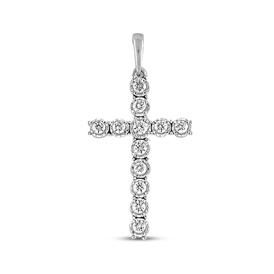 Previously Owned Diamond Cross Charm 1/4 ct tw Round-cut 10K White Gold