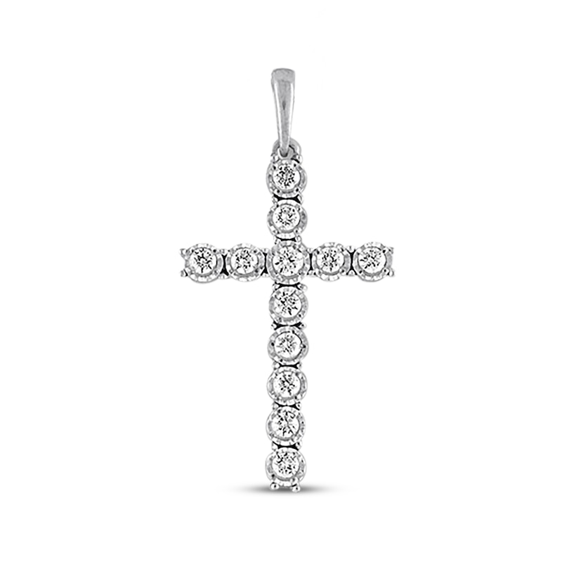 Main Image 1 of Previously Owned Diamond Cross Charm 1/4 ct tw Round-cut 10K White Gold