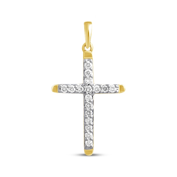 Previously Owned Diamond Cross Charm 1/4 ct tw Round-cut 10K Yellow Gold