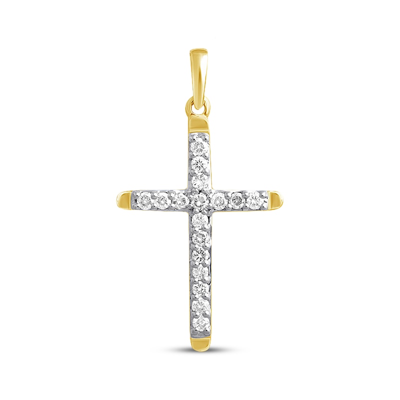 Main Image 1 of Previously Owned Diamond Cross Charm 1/4 ct tw Round-cut 10K Yellow Gold