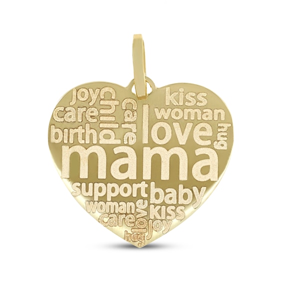 Previously Owned "Mama" Word Collage Heart Charm 10K Yellow Gold