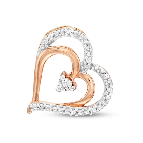Previously Owned Diamond Accent Tilted Hearts Charm 10K Rose Gold