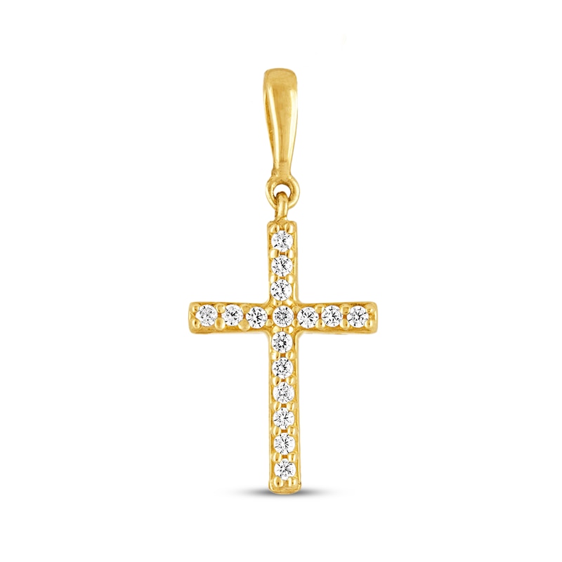 Main Image 1 of Previously Owned Diamond Cross Charm 1/15 ct tw Round-cut 10K Yellow Gold