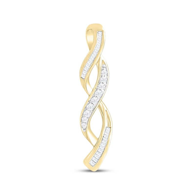 Main Image 1 of Previously Owned Diamond Twist Charm 1/6 ct tw Round & Baguette-cut 10K Yellow Gold