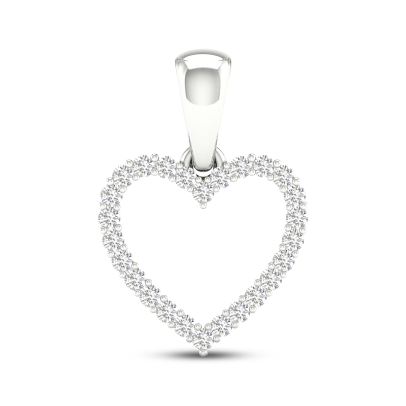 Main Image 1 of Previously Owned Diamond Heart Charm 1/10 ct tw Round-Cut 10K White Gold