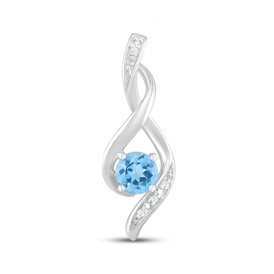 Previously Owned Blue Topaz & Diamond Charm 10K White Gold