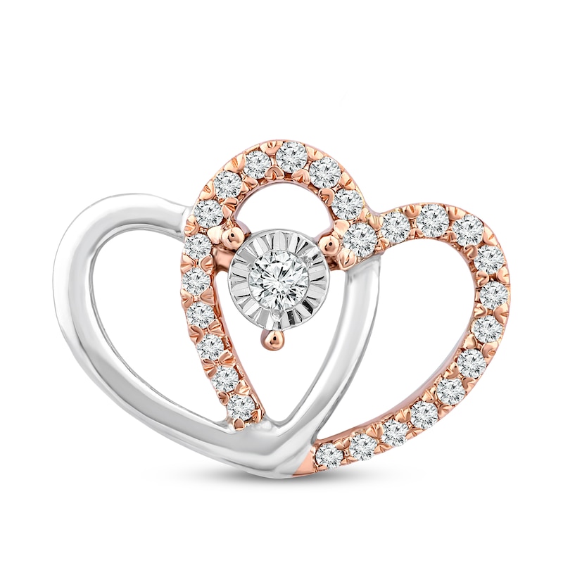 Main Image 1 of Previously Owned Diamond Heart Charm 1/10 ct tw Round-Cut 10K Two-Tone Gold