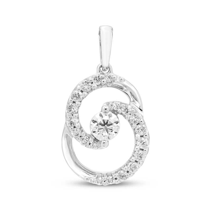 Main Image 1 of Previously Owned Encircled by Love Diamond Charm 1/3 ct tw Round-cut 10K White Gold