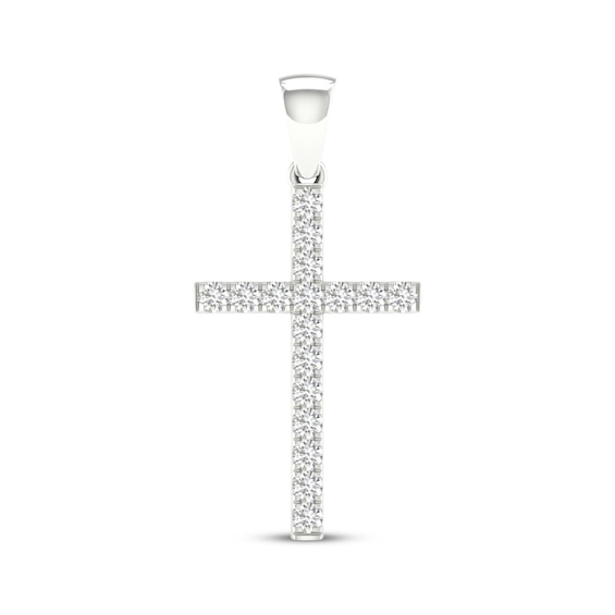 Previously Owned Diamond Cross Charm 1/4 ct tw Round-Cut 10K White Gold