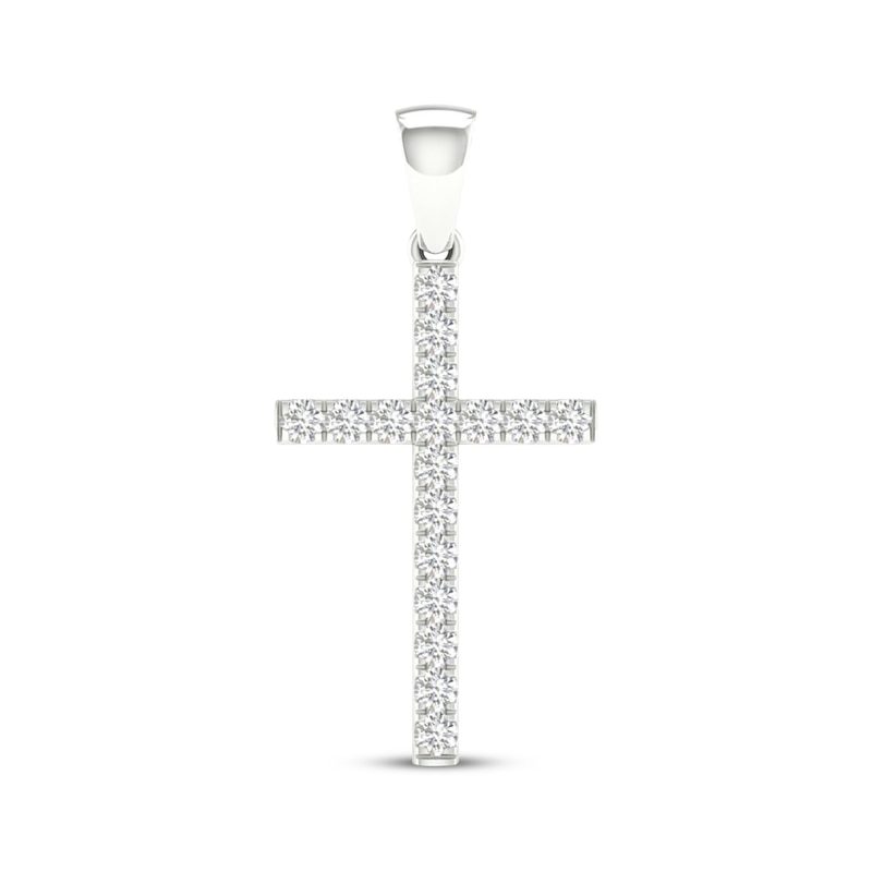 Main Image 1 of Previously Owned Diamond Cross Charm 1/4 ct tw Round-Cut 10K White Gold