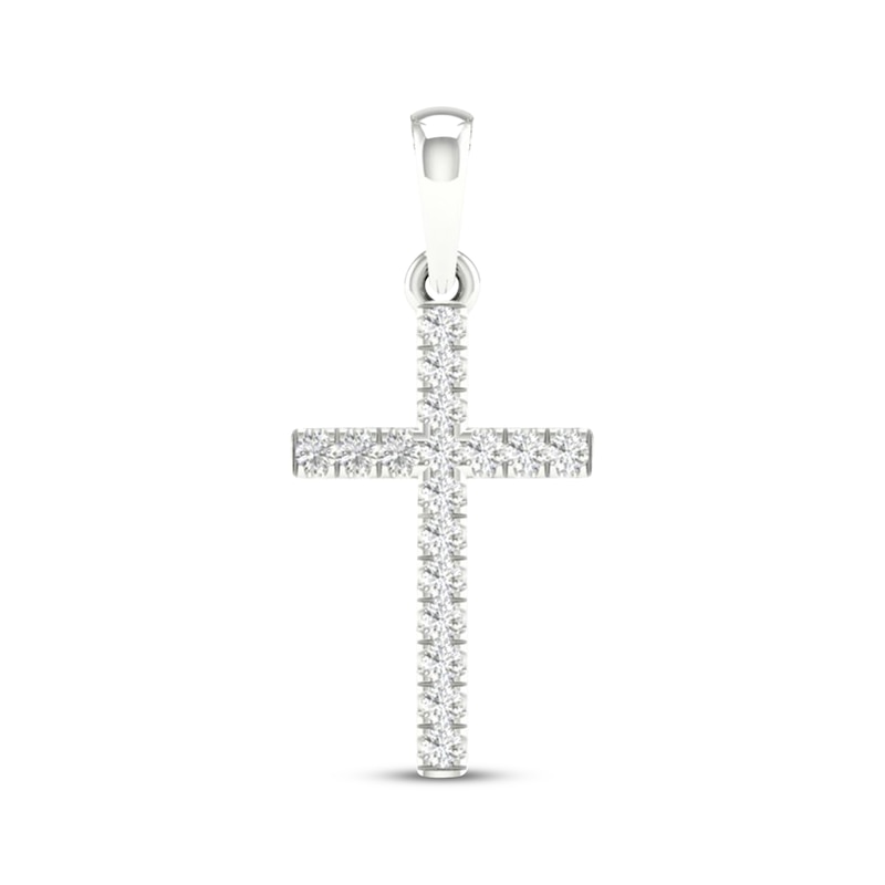 Main Image 1 of Previously Owned Diamond Cross Charm 1/10 ct tw Round-Cut 10K White Gold