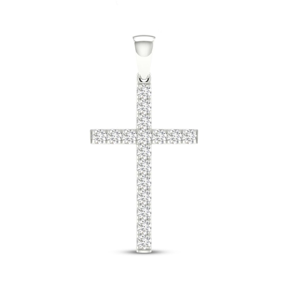 Previously Owned Diamond Cross Charm 1/2 ct tw Round-Cut 10K White Gold