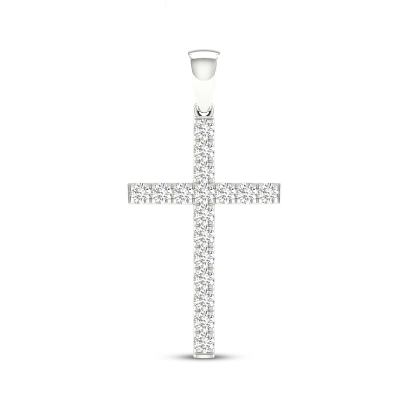 Main Image 1 of Previously Owned Diamond Cross Charm 1/2 ct tw Round-Cut 10K White Gold
