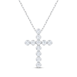 Previously Owned KAY Lab-Grown Diamond Cross Necklace 1/2 ct tw 10K White Gold 18"