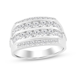 Previously Owned KAY Lab-Grown Diamonds Men's Multi-Row Ring 2 ct tw Sterling Silver