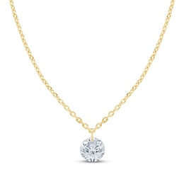 Previously Owned KAY Lab-Grown Diamonds Round-Cut Solitaire Necklace 1/4 ct tw 10K Yellow Gold 18" (F/VS2)
