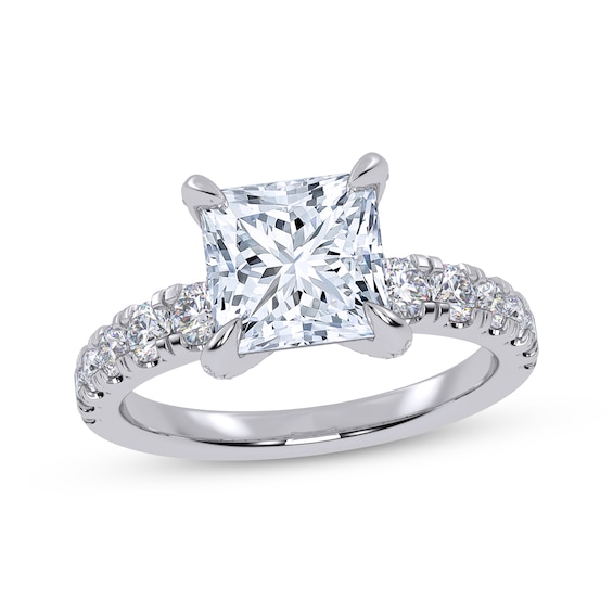 Previously Owned Lab-Grown Diamonds Princess-Cut Hidden Halo Engagement Ring 2-1/4 ct tw 14K White Gold