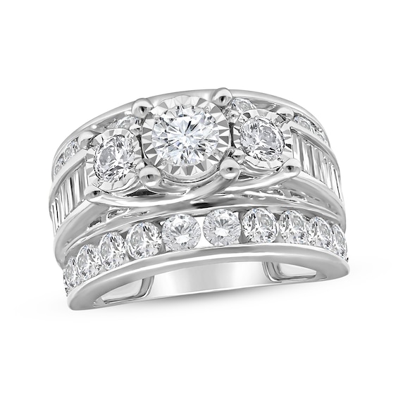 Previously Owned Lab-Grown Diamonds Round-Cut Three-Stone Engagement Ring 4 ct tw 10K White Gold