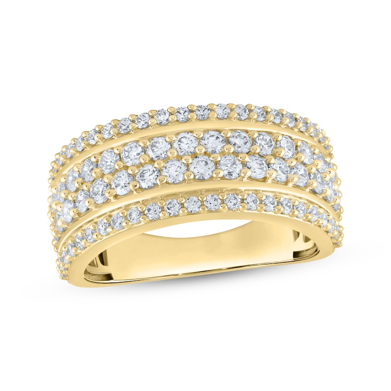 Main Image 1 of Previously Owned KAY Lab-Grown Diamonds Men's Four-Row Ring 2 ct tw 10K Yellow Gold