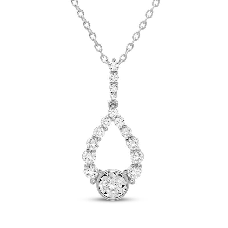 Main Image 1 of Previously Owned Diamond Teardrop Necklace 1/4 ct tw 10K White Gold 18"