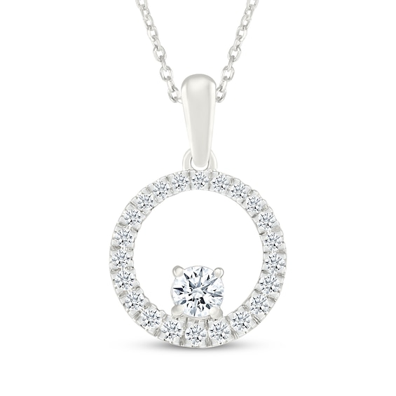 Previously Owned KAY Lab-Grown diamonds Circle Frame Necklace 1/4 ct tw 10K White Gold 18"
